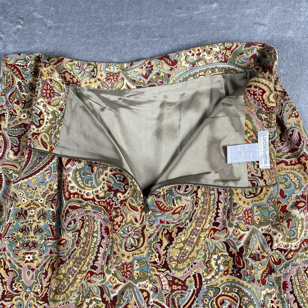 Vtg Liz Claiborne Collection Skirt Womens Size 14 Paisley Faux Wrap Maxi Lined‎ - Picture 7 of 13